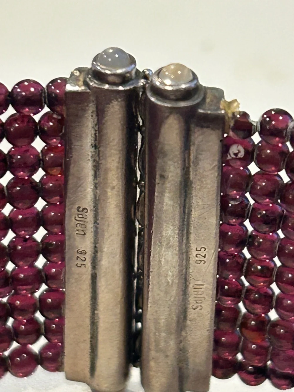 Sajen Sterling Silver and Ten Strand Garnett Cuff Bracelet - Picture 3 of 8